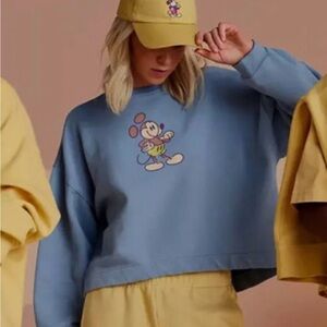 Disney Mickey Mouse Genuine MouseWear Pullover Graphic Crop Sweatshirt Size S